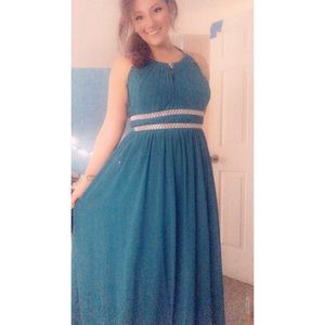 Plus-Size Teal Gown w/Silver Accents